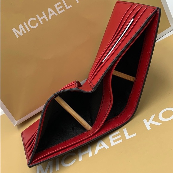 MICHAEL KORS COOPER BIFOLD BLACK/SCARLET - Picture 8 of 16